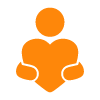 orange hand holding a heart symbol representing care and compassion three ways to express love